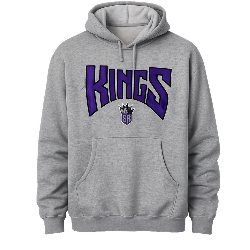 Majestic Sacramento Kings Hoodie Mens Large Gray NBA Basketball Graphic Pullover